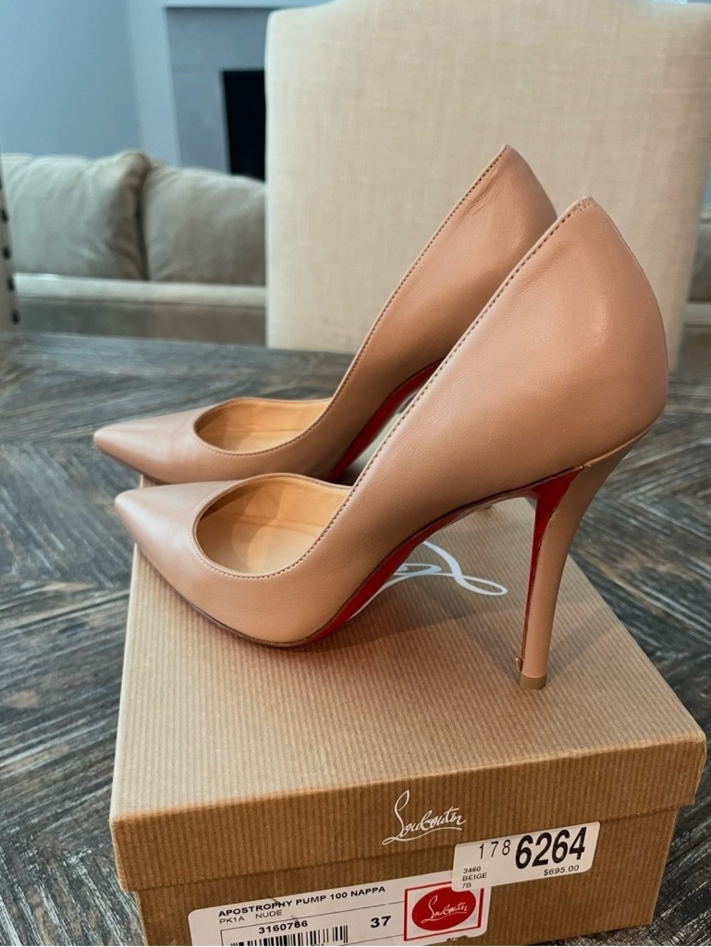 Christian Louboutin Beige Pointed-Toe Stiletto Pumps
